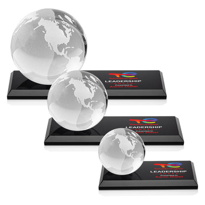 Globe VividPrint™ Award on Rectangle Base - Black