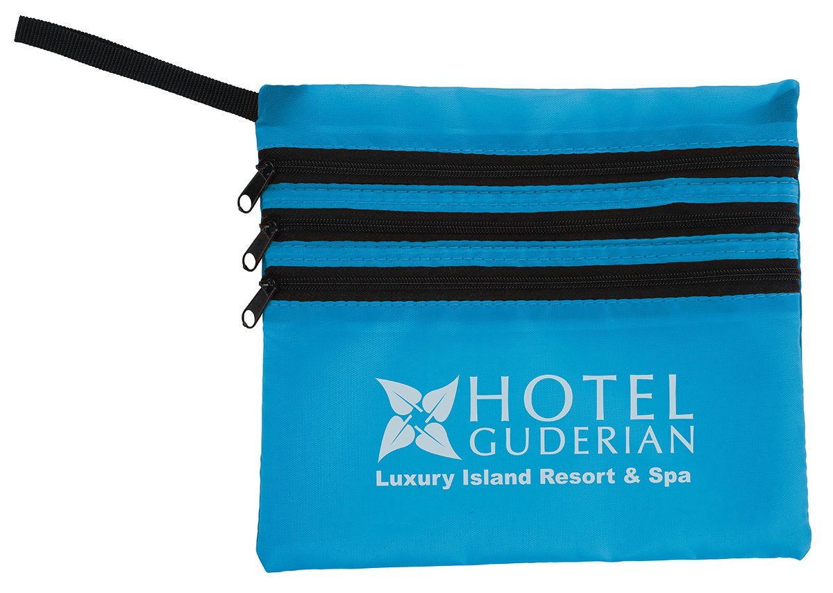 Front View of Neon Blue Good Value™ Neon Multi Zipper Pouch