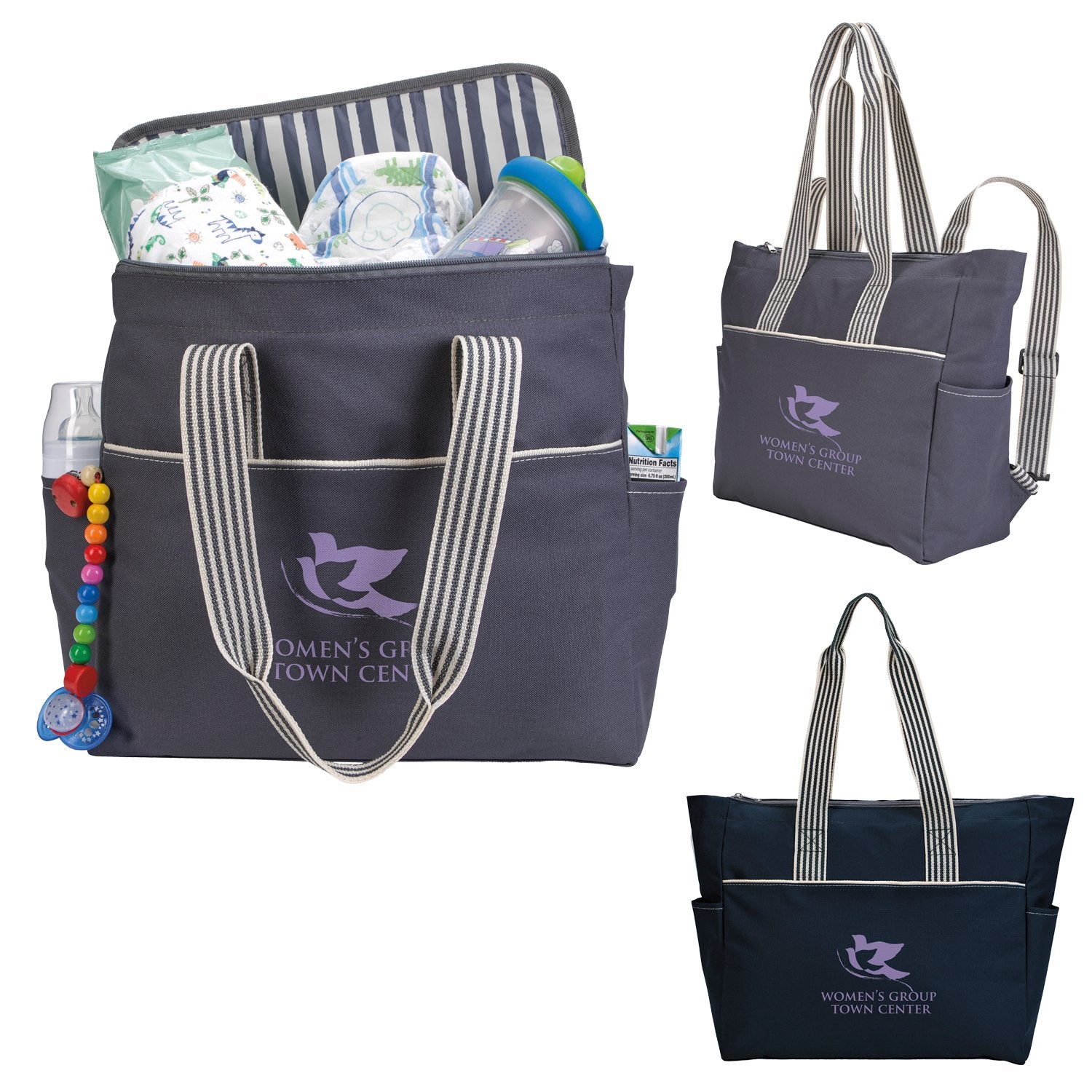 Gray Atchison® Stripe Diaper Tote-Pack
