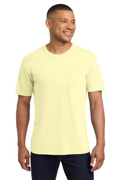 Front View of Banana COMFORT COLORS Heavyweight Ring Spun Pocket Tee. 6030  - S