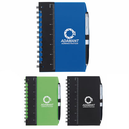 Black Good Value™ 5” x 7” Ruler Notebook with Flags and Stylus Pen