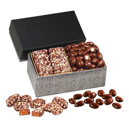 Chocolate Almonds & Toffee in Black & Silver Gift Box