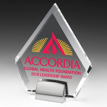Diamond Award w/Chrome Base (6" x 7" x 3/4") - Laser Engraved