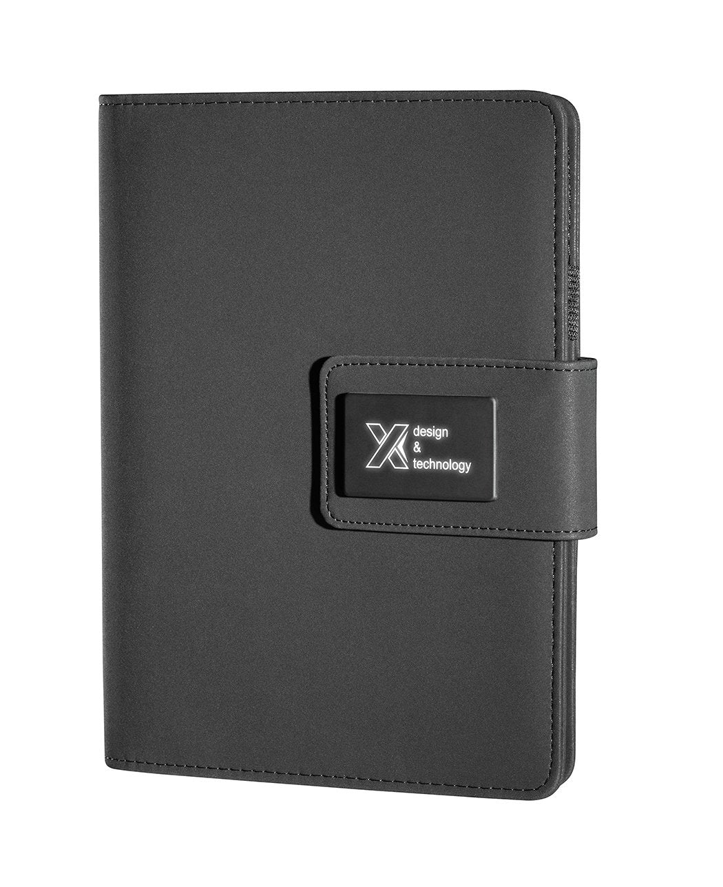 Front View of Black SCX Innovative Design™ Notebook A5 with Power Bank 4000 mAh