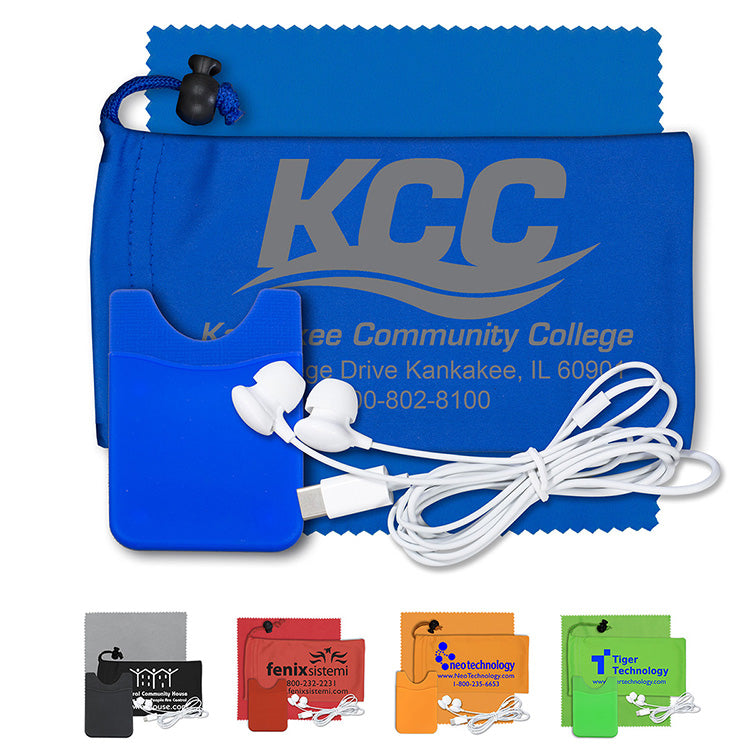 Red “Tuneboom Lux ” Mobile Tech Earbud Kit with Microfiber Cloth,