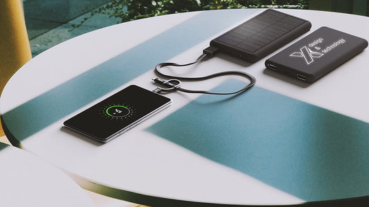 Front View of Black SCX Innovative Design™ RPET Solar Power Bank 8000 mAh