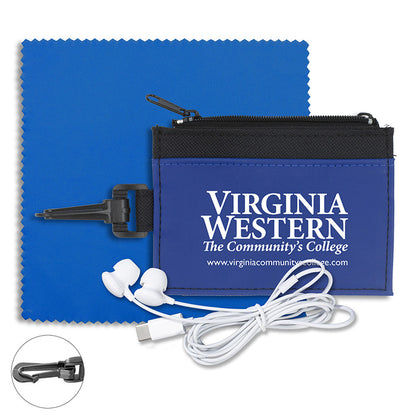 "Lexington" Mobile Tech Earbud Kit with Microfiber Cloth in Travel ID Wallet