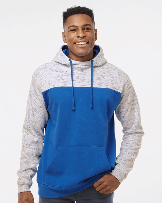 Men's Mélange Fleece Colorblocked Hooded Sweatshirt - 8676