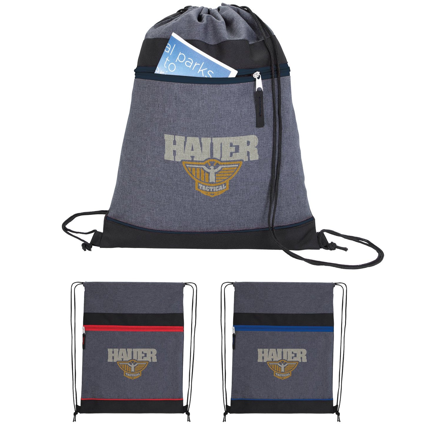 Front View of Royal Good Value™ RPET Two-Tone Drawstring Backpack