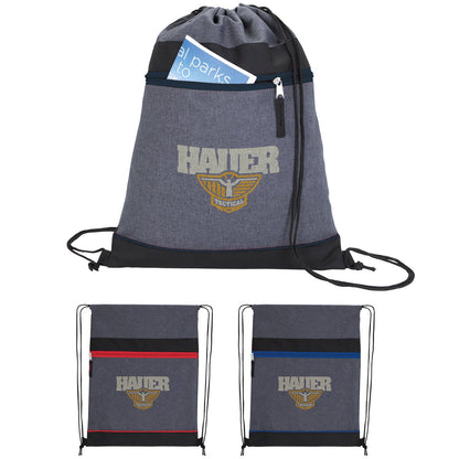Front View of Royal Good Value™ RPET Two-Tone Drawstring Backpack