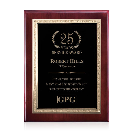 Gemstone Rosewood Plaque - Rosewood/Black Elegance