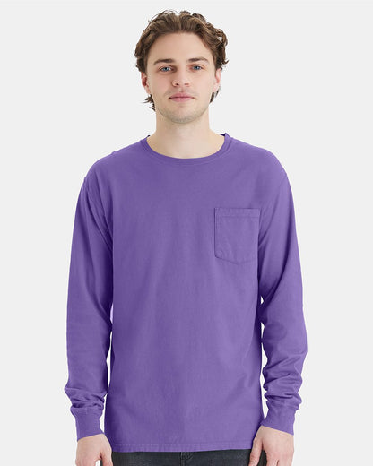 Unisex Garment-Dyed Long Sleeve T-Shirt With a Pocket - GDH250