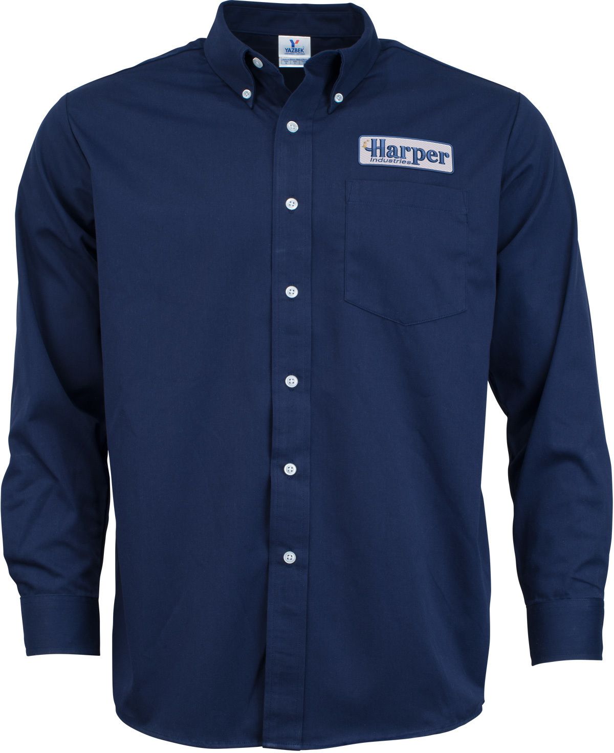 EMBROIDERED MENS LONG SLEEVE TWILL DRESS SHIRT