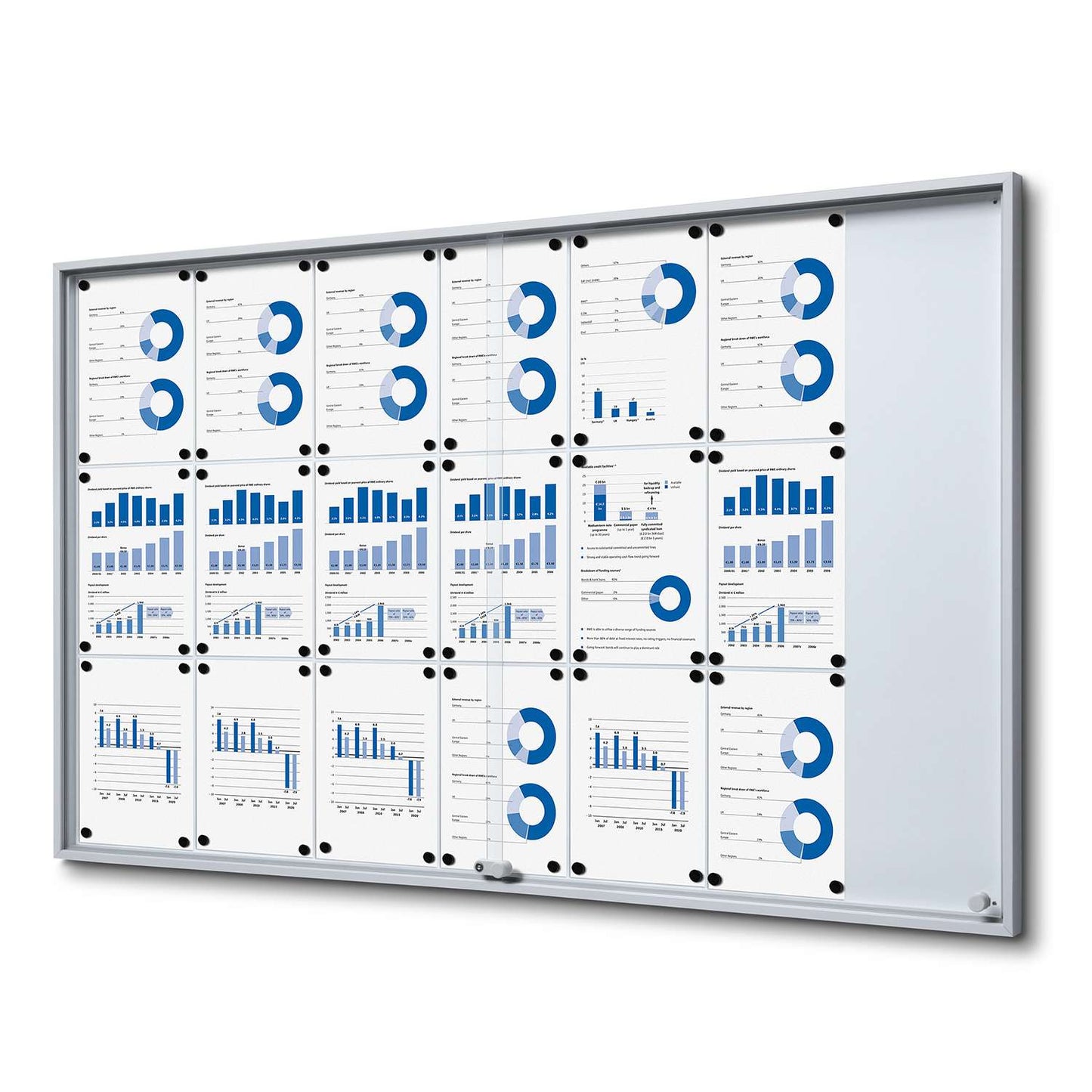 62"W x 38"H Indoor Enclosed Bulletin Board Sliding Door