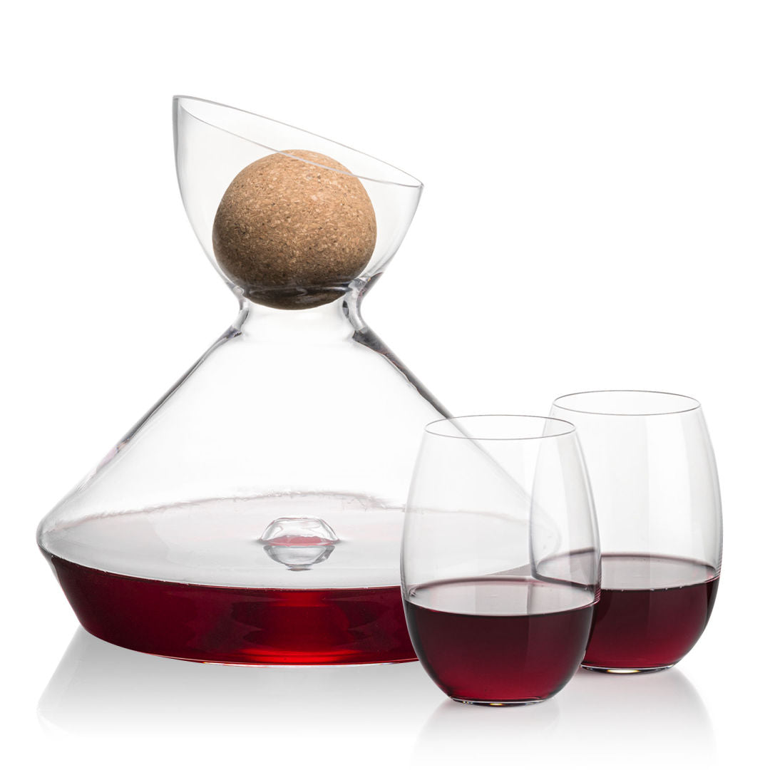 Woodbury Carafe w/Cork Stopper & Carlita Stemless Wine