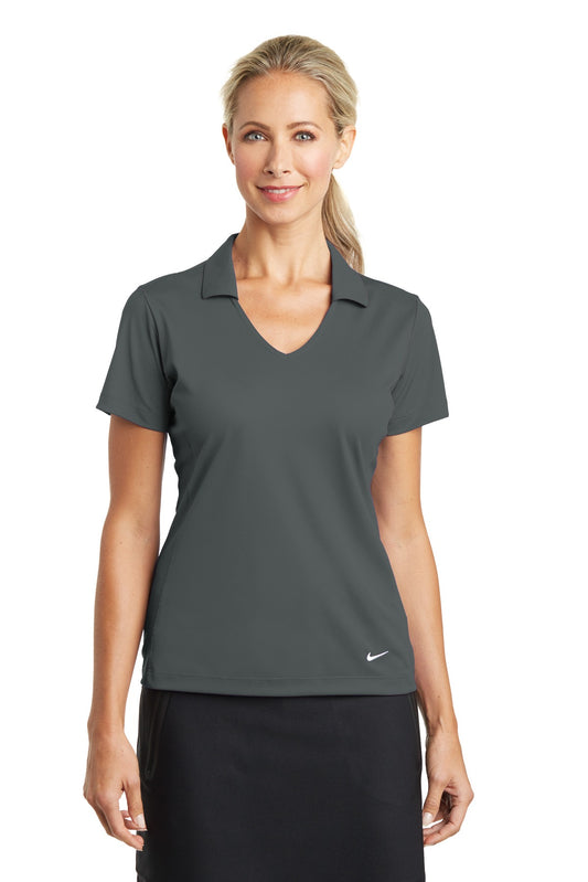 Front View of Anthracite Nike Women's Dri-FIT Vertical Mesh Polo. 637165  - S