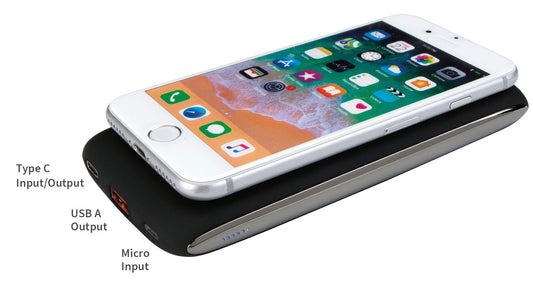 Front View of Black Good Value™ On-The-Go PD Wireless Power Bank 10,000 mAh