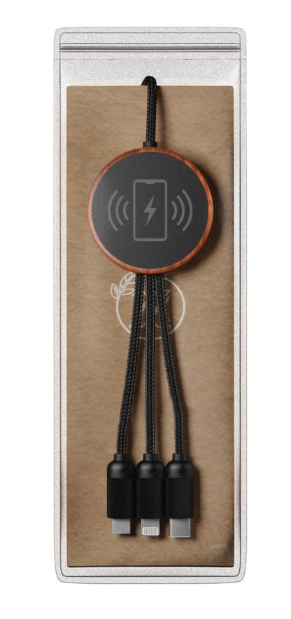 SCX Innovative Design™ 5-in-1 Bamboo 5W Wireless Charging Cable