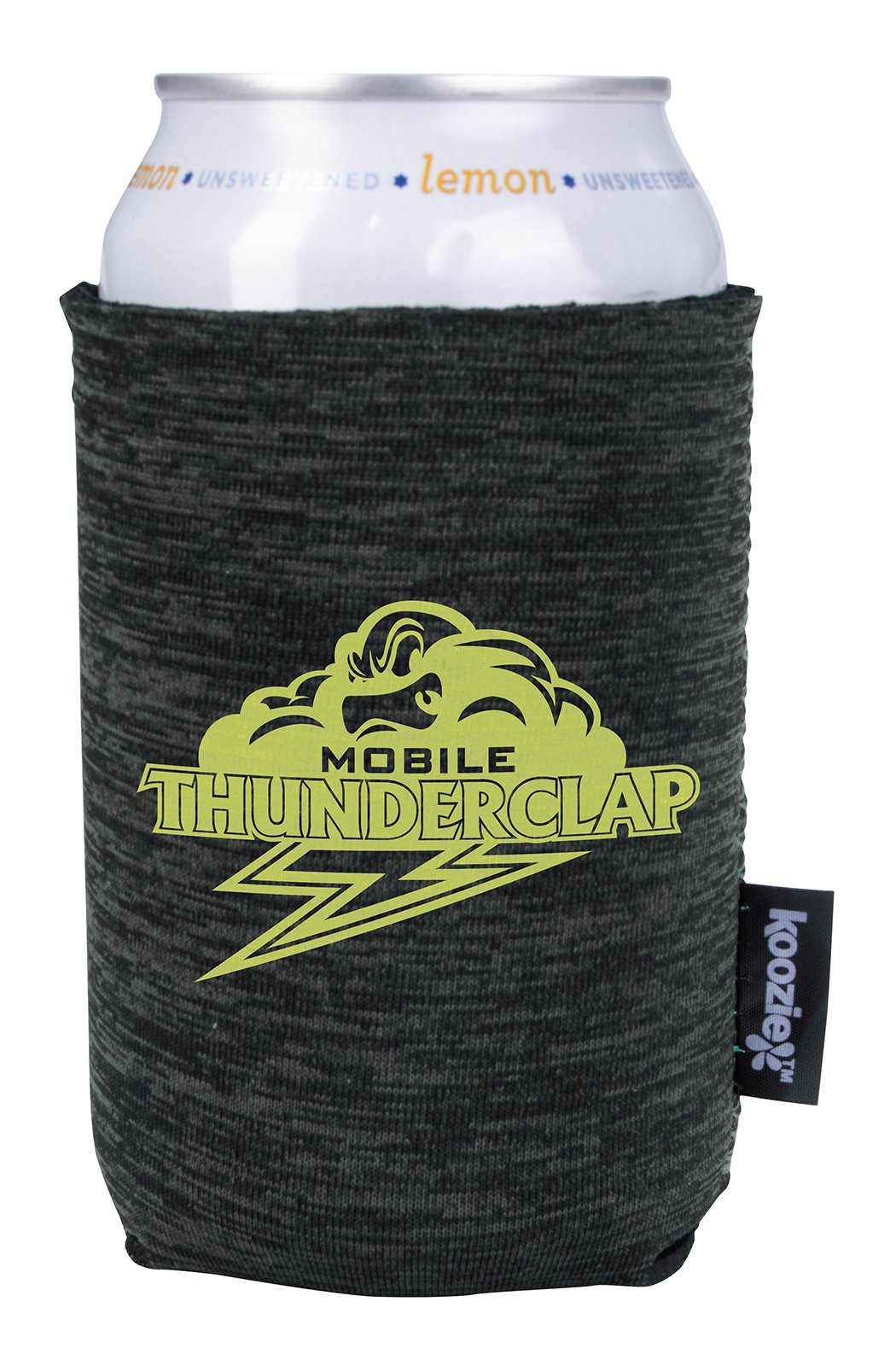 Front View of Black Koozie® Heather Collapsible Can Cooler