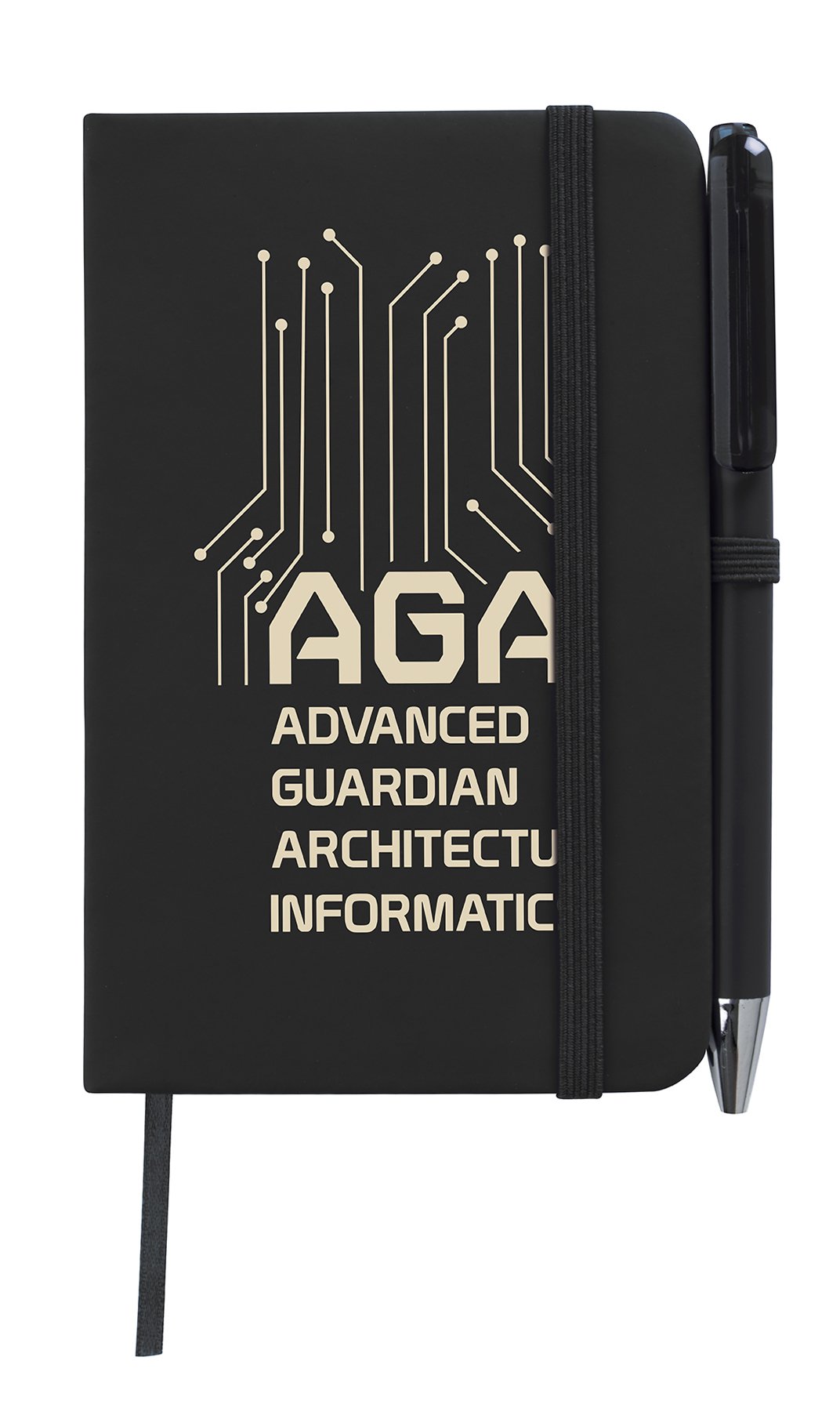 Front View of Black Good Value™ Mini Value Notebook with Joy Pen