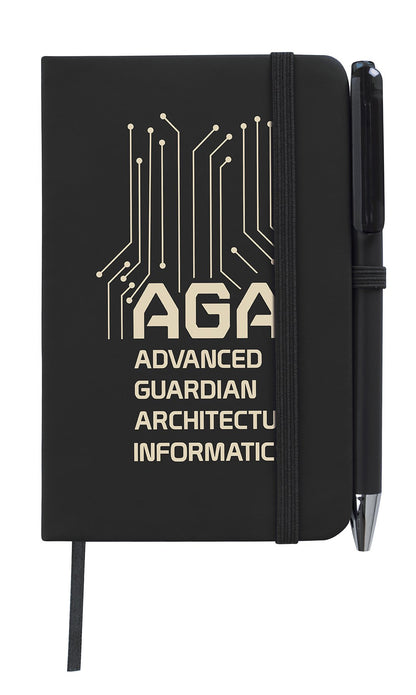 Front View of Black Good Value™ Mini Value Notebook with Joy Pen