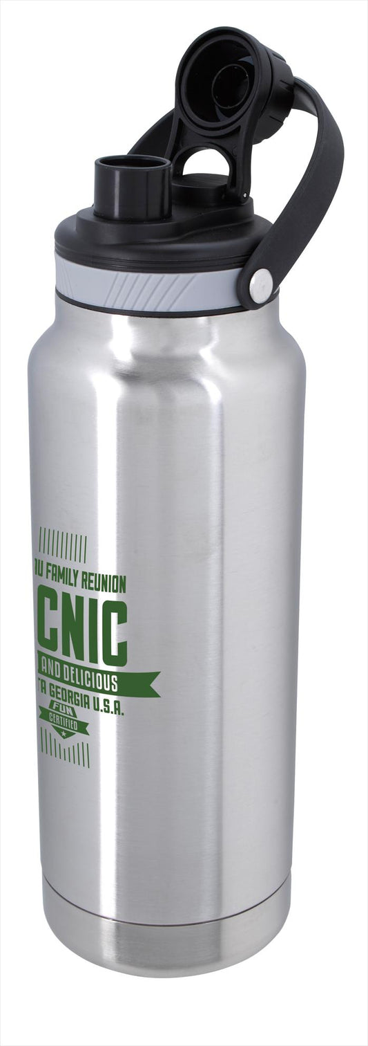 Front View of Black Good Value™ Energetic Vacuum Sport Bottle with Hanger - 33 oz.