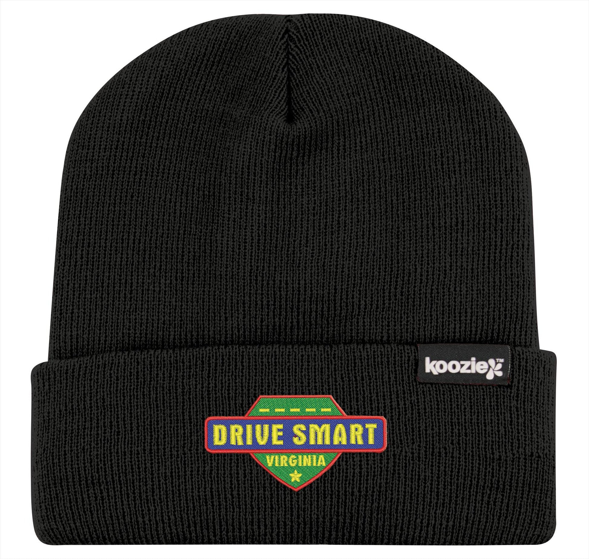 Front View of Black Koozie® Cuff Beanie
