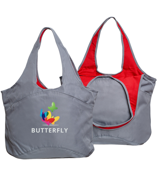 Gray / Red Gray Village Zipper Tote Bag