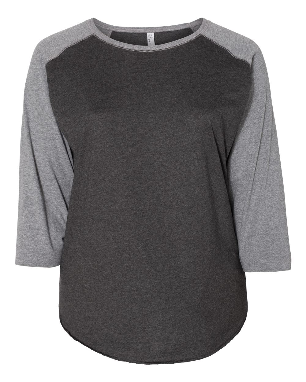 Women's Curvy Collection Baseball Three-Quarter Sleeve Tee - 3830