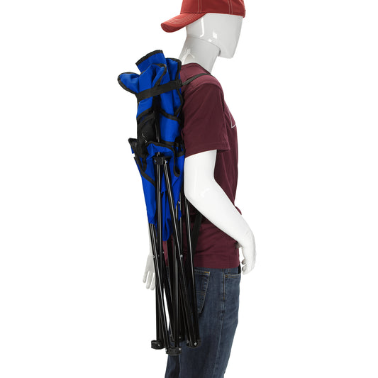 Front View of Black RPET Folding Chair with Carrying Strap