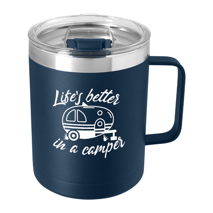 Front View of Black The Viking Collection® Stainless Steel Camp Mug - 14 oz.