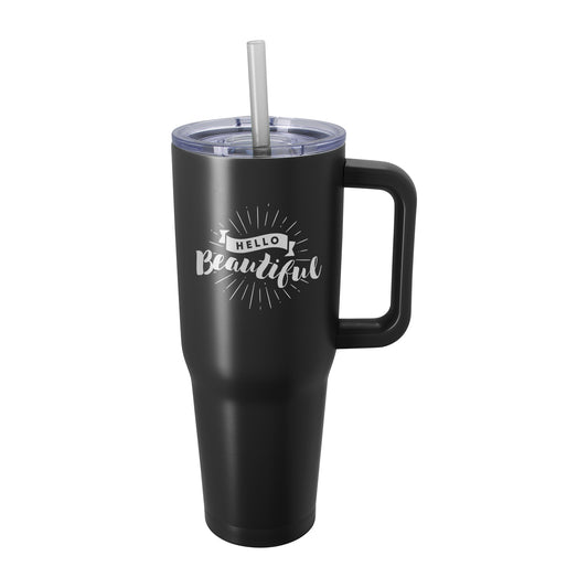 Front View of Black The Viking Collection® Nova Travel Mug - 40 oz.
