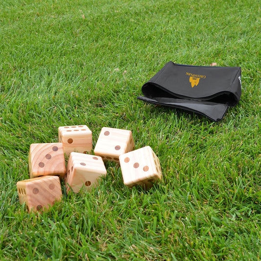 Front View of Black Oversize Wooden Yard Dice Game
