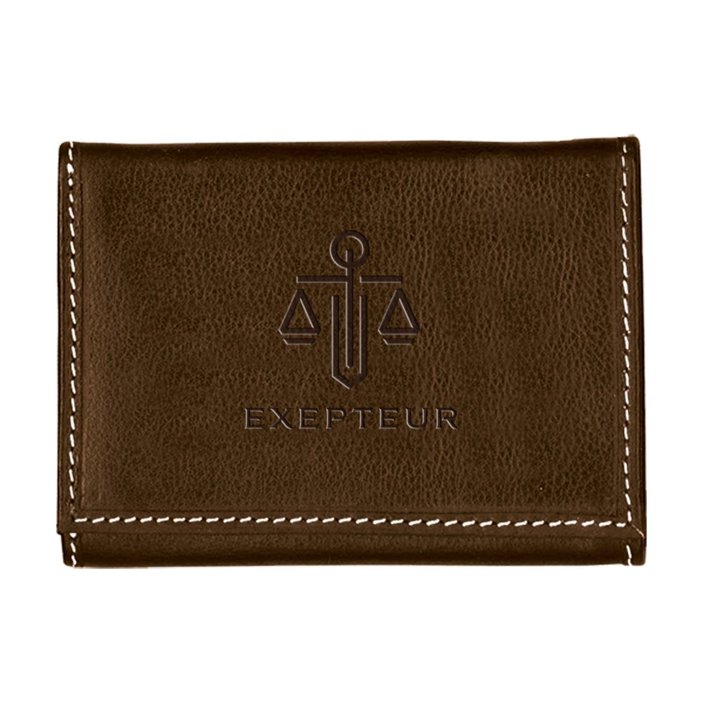 Front View of Black Andrew Philips® Leather Contrast Stitch Tri-Fold Wallet