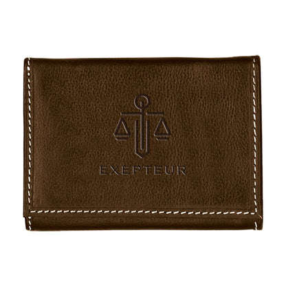 Front View of Black Andrew Philips® Leather Contrast Stitch Tri-Fold Wallet
