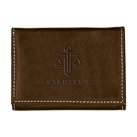 Front View of Black Andrew Philips® Leather Contrast Stitch Tri-Fold Wallet