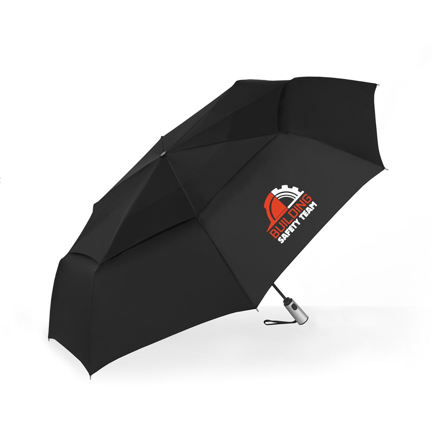 Front View of Navy Shed Rain™ Windjammer® 54" Vented Auto-Open/Close Jumbo Compact Umbrella