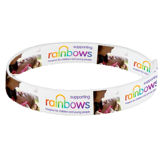 "WRIST TWIST” - 1" Stretchy Elastic Dye Sublimation Wristbands - PhotoImage ® Full Color Imprint