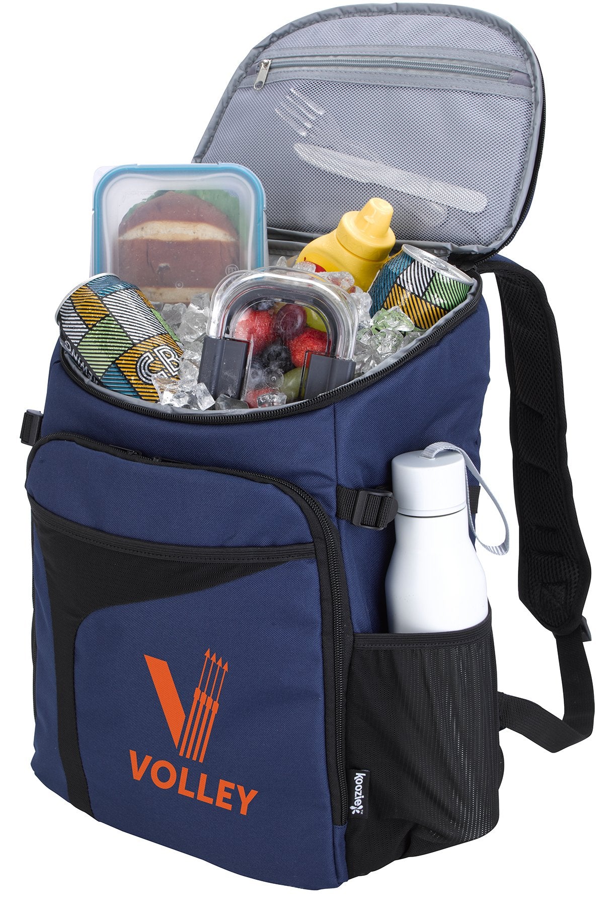 Front View of Gray Koozie® Boho RPET Cooler Backpack