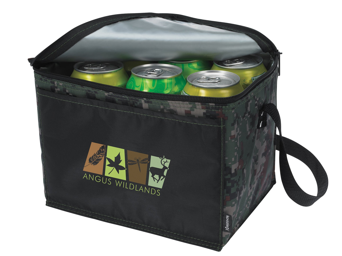 Front View of Digital Camo Koozie® Six-Pack Cooler Pattern