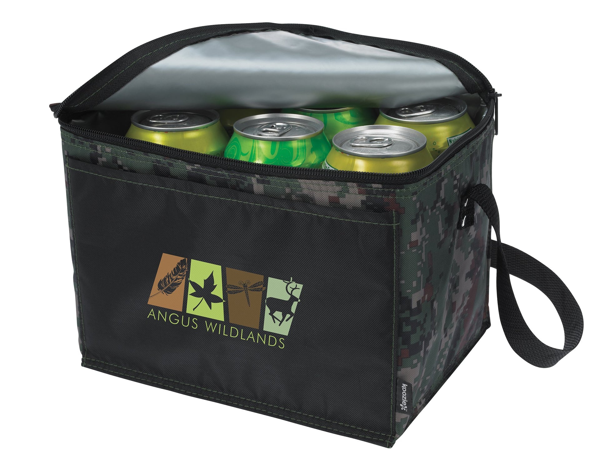 Front View of Digital Camo Koozie® Six-Pack Cooler Pattern