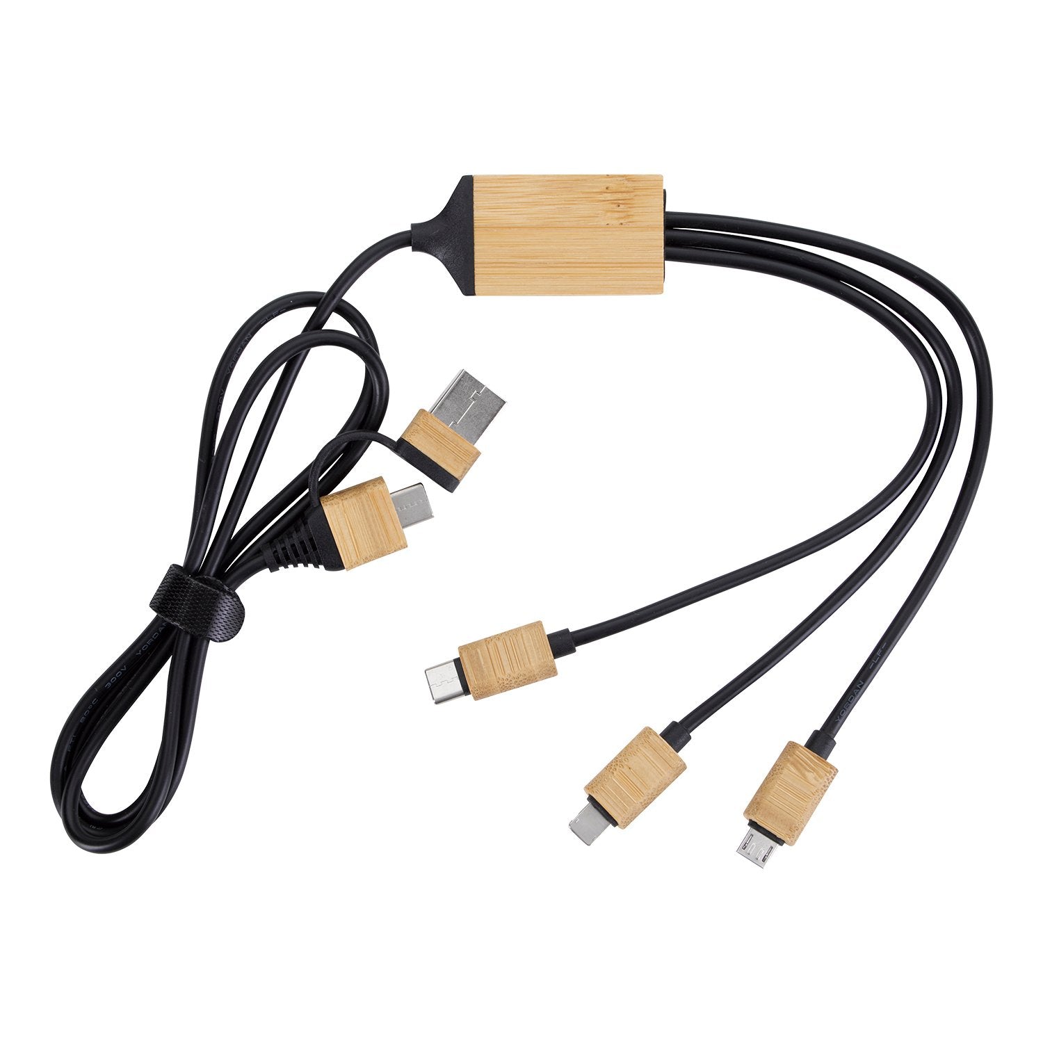 Front View of Black BambooTunes 5-in-1 Charging Cable