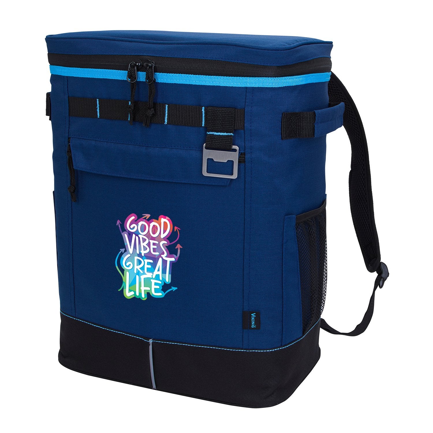 Front View of Navy The Viking Collection® Voyage 24-Can Backpack Cooler