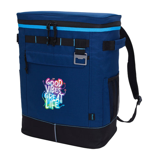 Front View of Navy The Viking Collection® Voyage 24-Can Backpack Cooler