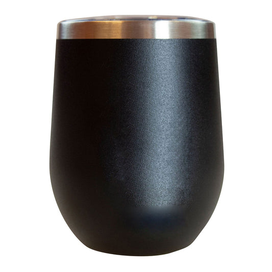 Front View of Black Sipper Wine Tumbler - 12 oz.
