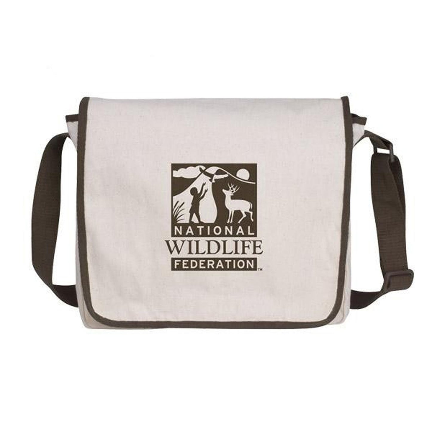 Front View of Natural/Black V Natural Cotton Messenger