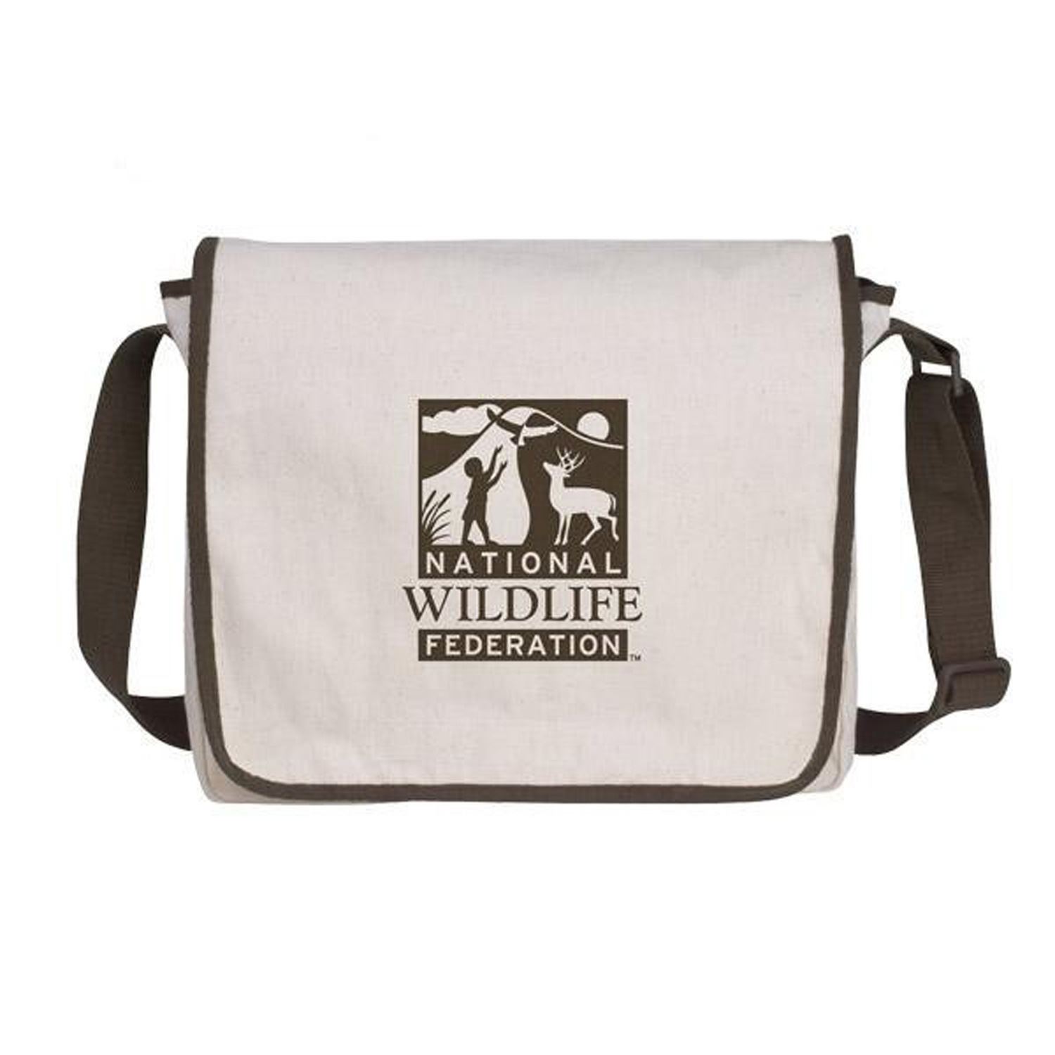 Front View of Natural/Black V Natural Cotton Messenger