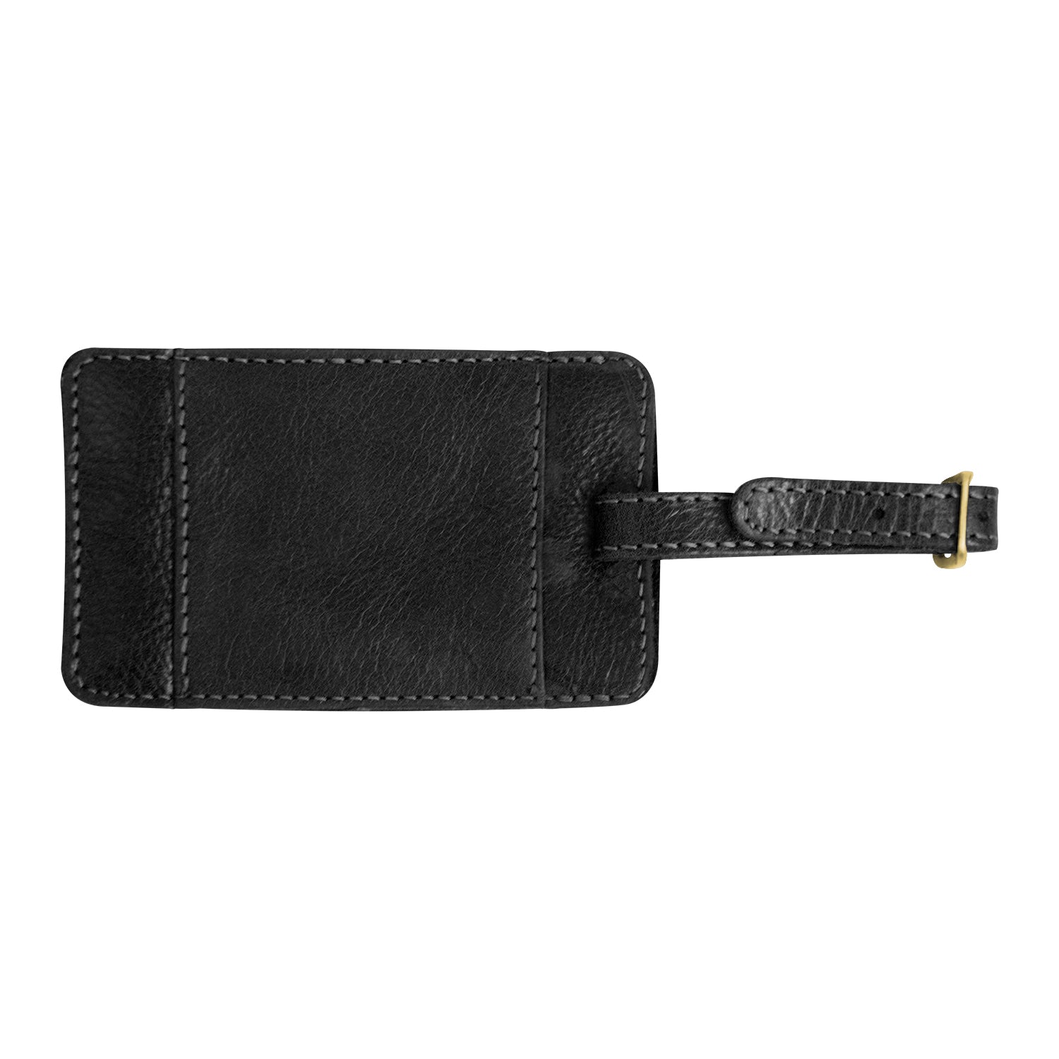Front View of Black Andrew Philips® Leather Westbridge Leather Luggage Tag