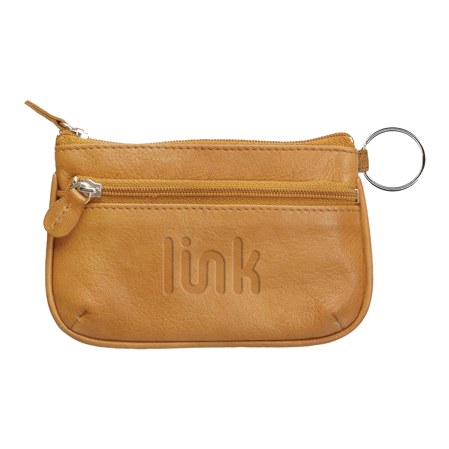 Front View of Tan Andrew Philips® Leather Coin Case & ID Holder Wallet