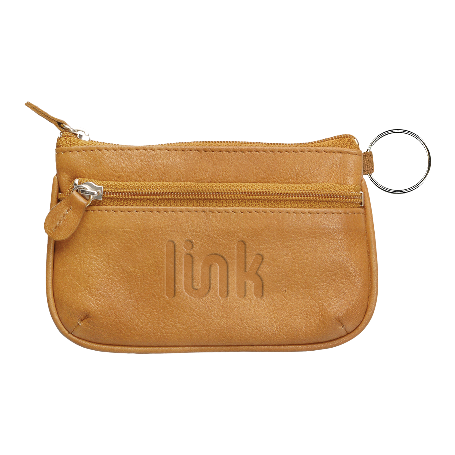Front View of Tan Andrew Philips® Leather Coin Case & ID Holder Wallet